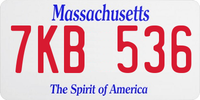 MA license plate 7KB536