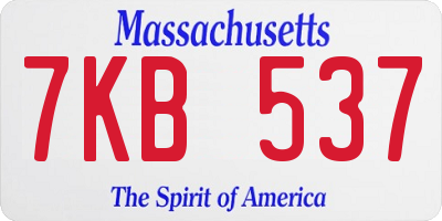 MA license plate 7KB537