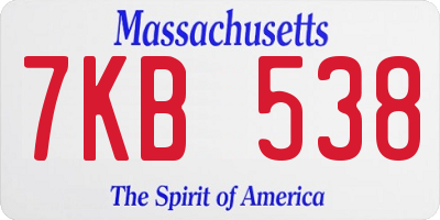 MA license plate 7KB538