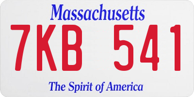 MA license plate 7KB541