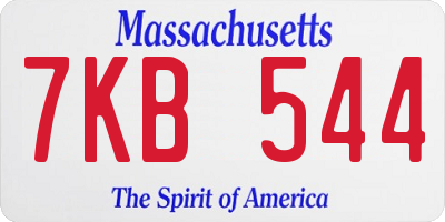 MA license plate 7KB544