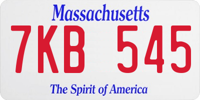 MA license plate 7KB545
