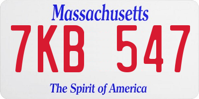 MA license plate 7KB547