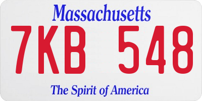MA license plate 7KB548