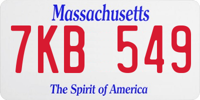 MA license plate 7KB549