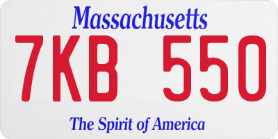 MA license plate 7KB550