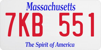 MA license plate 7KB551