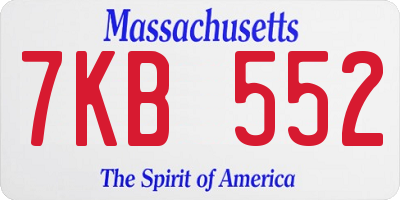 MA license plate 7KB552
