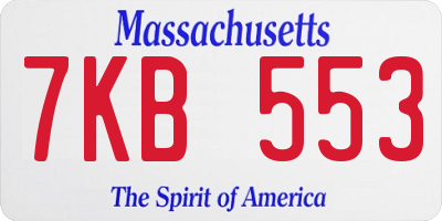 MA license plate 7KB553