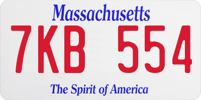 MA license plate 7KB554