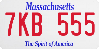 MA license plate 7KB555