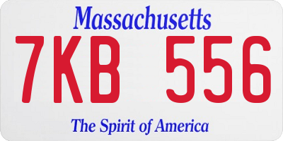 MA license plate 7KB556