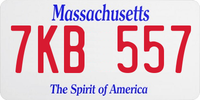 MA license plate 7KB557
