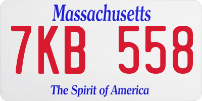 MA license plate 7KB558
