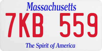 MA license plate 7KB559