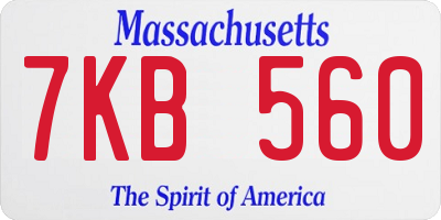 MA license plate 7KB560