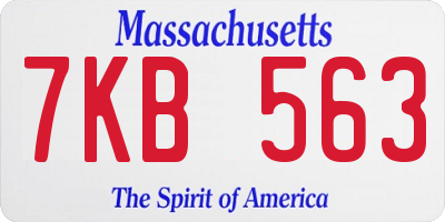MA license plate 7KB563
