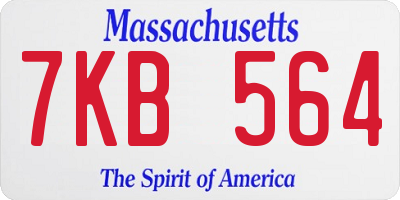 MA license plate 7KB564