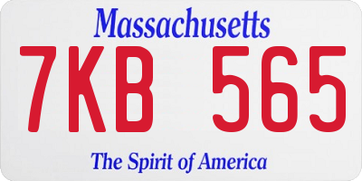 MA license plate 7KB565