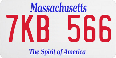 MA license plate 7KB566