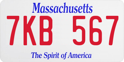 MA license plate 7KB567