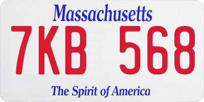 MA license plate 7KB568