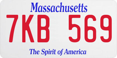 MA license plate 7KB569