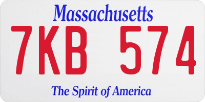 MA license plate 7KB574