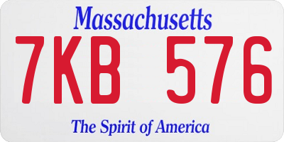 MA license plate 7KB576