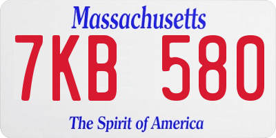 MA license plate 7KB580