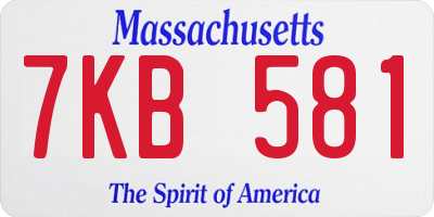 MA license plate 7KB581
