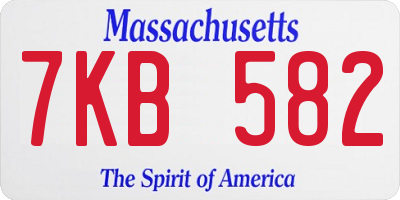MA license plate 7KB582