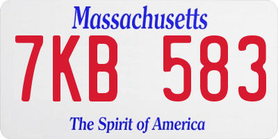 MA license plate 7KB583