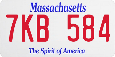 MA license plate 7KB584