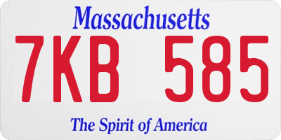 MA license plate 7KB585
