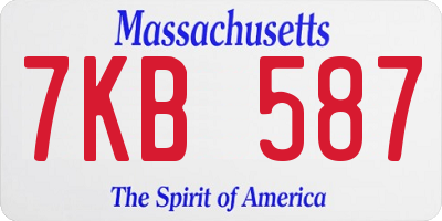 MA license plate 7KB587