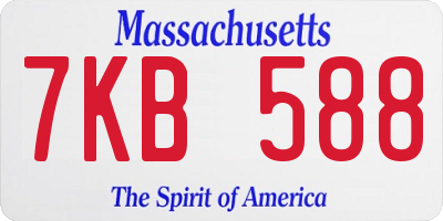 MA license plate 7KB588