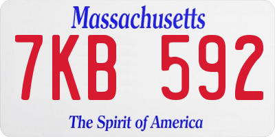 MA license plate 7KB592