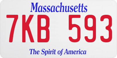 MA license plate 7KB593