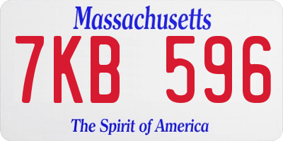 MA license plate 7KB596