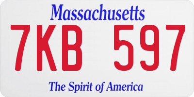 MA license plate 7KB597