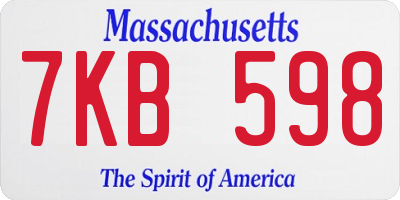 MA license plate 7KB598