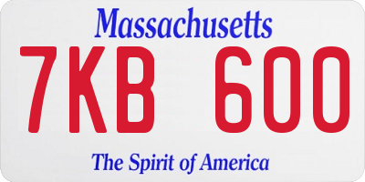 MA license plate 7KB600