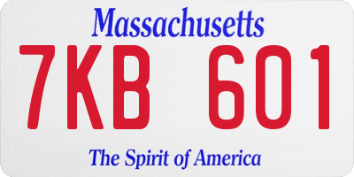 MA license plate 7KB601