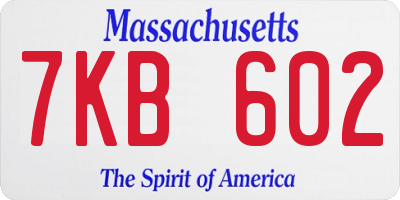 MA license plate 7KB602