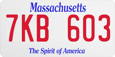 MA license plate 7KB603
