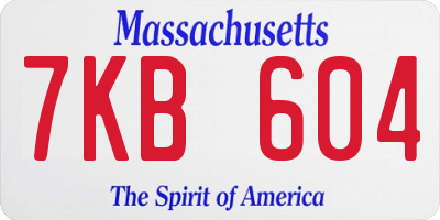 MA license plate 7KB604