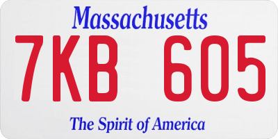 MA license plate 7KB605