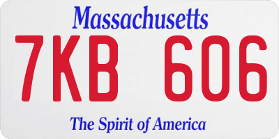 MA license plate 7KB606