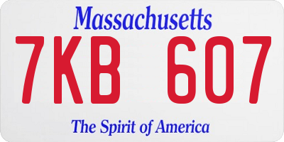 MA license plate 7KB607